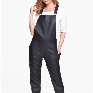 Piper Project Faux Leather Black Overalls